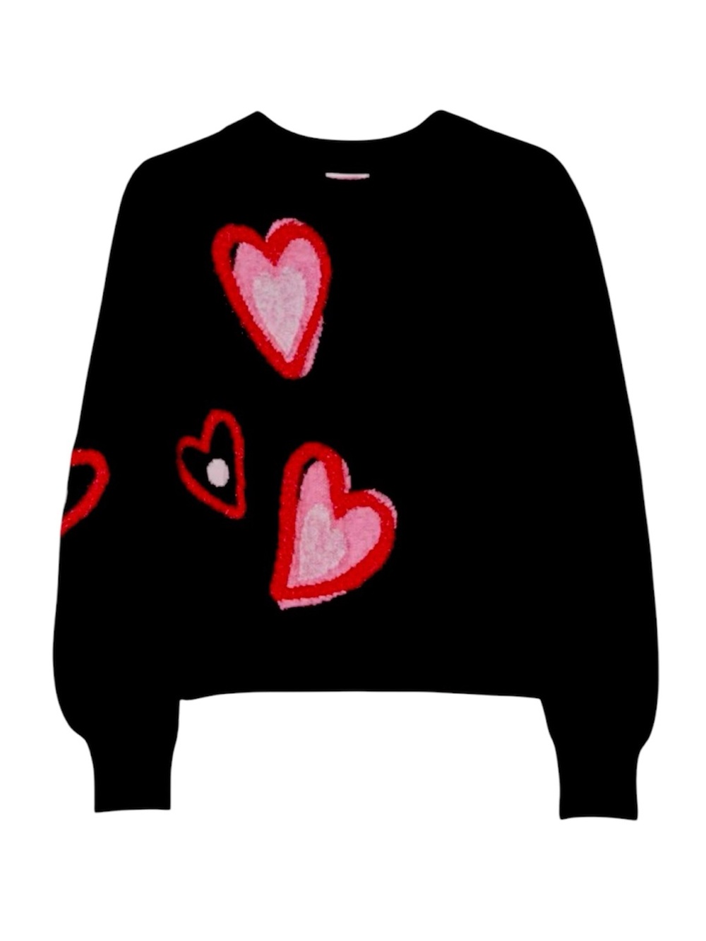 KATE SPADE OVERLAPPING HEARTS SWEATER BLACK PINK RED SIZE XL